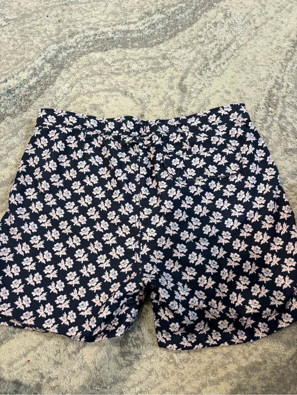 Onia Navy and Light Pink Floral Swim Bermudas